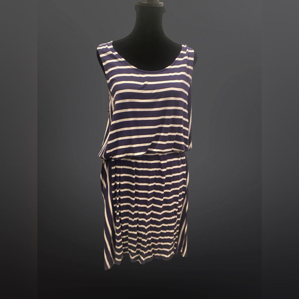LOFT Navy Striped Dress